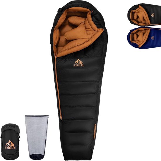 Winter Dons Slaapzak - XXL Slaapzak - Kamperen en Wandelen - Ultralicht Gewicht - 225 cm - Zwart
