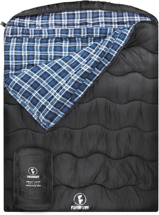 Winter Katoenen Flanellen Dubbele Slaapzak voor Volwassenen - Waterdicht en Comfortabel voor Kamperen en Reizen