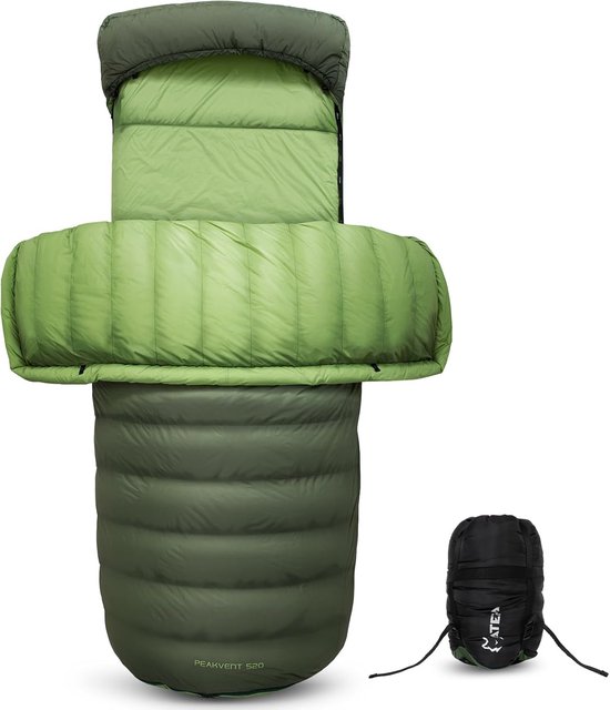 Winter Slaapzak - Donzen Dekenslaapzak - Kamperen Outdoor - 3-in-1 Multifunctioneel - XXL 200x85cm - Groen