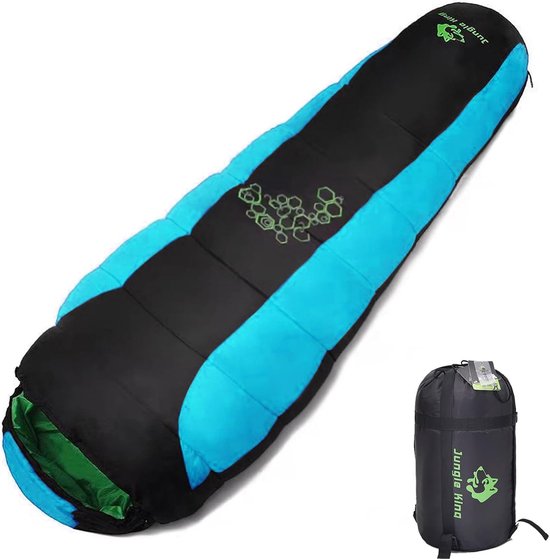 Winter Slaapzak - Kampeerzak Outdoor - Kamperen Wandelen - Machine Wasbaar Compressie - 220x80cm - Blauw van Merkloos