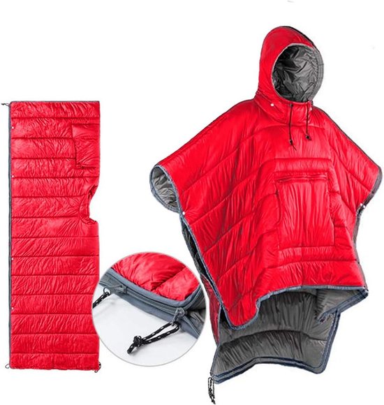 Winter Slaapzak Mantel Camping Poncho Draagbare Capuchon Deken- Luie Quilt Lounge Deken Warm Jas - Mannen Vrouwen Sleeping Bag van KeepDegree