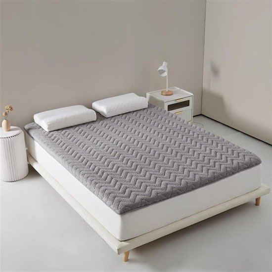 Winter Tatami Matras - Japanse Vloermat - Comfortabel Slapen - Huidvriendelijke Pluche Stof - 180x200cm - Grijs