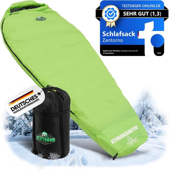 Winterslaapzak - Mummieslaapzak Outdoor - Kamperen en Hiken - Waterafstotend en Ademend - 210x75 cm - Groen