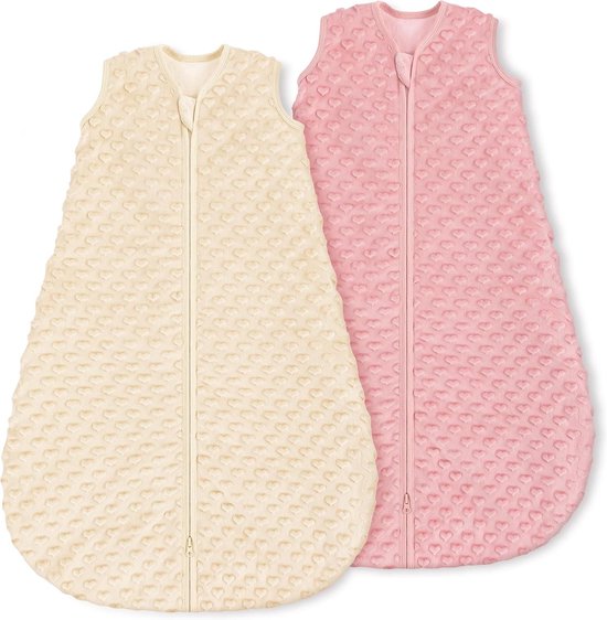 Winterslaapzak voor baby's katoen 15 TOG - Set van 2, roze en abrikoos, 0-6 maanden van Merkloos