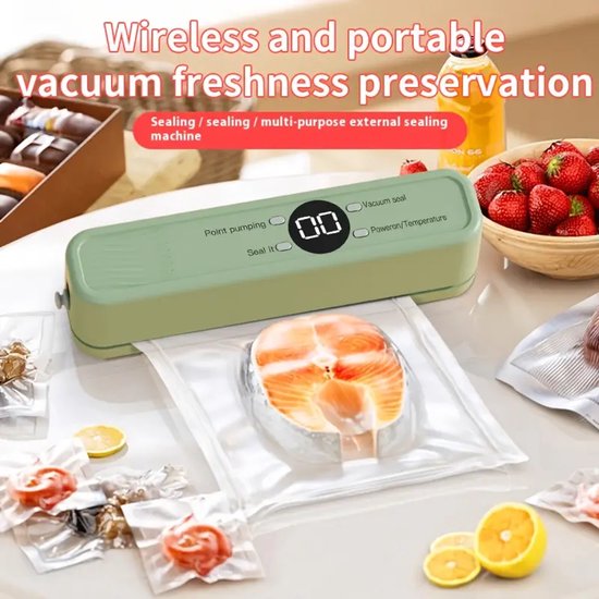 Wireless volautomatische zuig vacuum sealer huis kleine draagbare mini verpakking vormbaarmachine vershoudmachine, groen van LOFTER