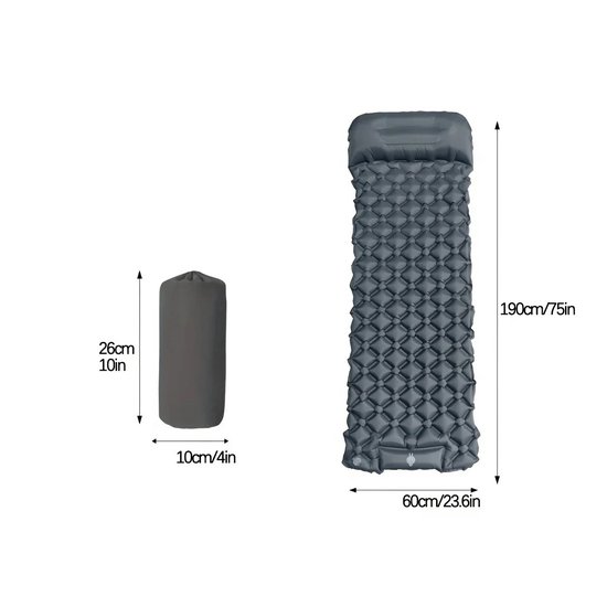 WiseGoods Luxe Zelfopblazende Slaapmat 1 Persoons Met Ingebouwde Pomp En Kussen - Outdoor - Kamperen - Camping - Survival - Grijs