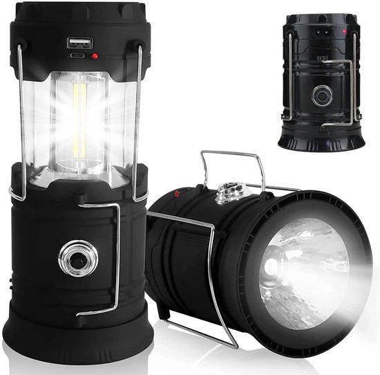 WiseGoods Premium Buiten LED Lantaarn - Stormbestendige Oplaadbare Tentlamp - Camping Lamp - USB Outdoor Lampje - Kamperen - Zwart