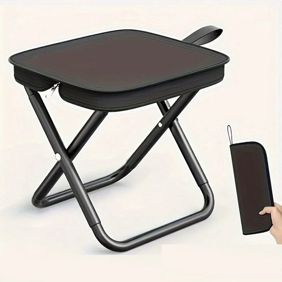 WiseGoods Premium Opvouwbare Kruk Met Draagtas – Draagbare Kampeerstoel - Reizen / Wandelen / Vissen / Picknick & Outdoor - Zwart