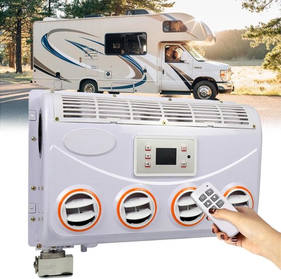 Witte 24V elektrische auto-airco met afstandsbediening voor camper, caravan of motorhome