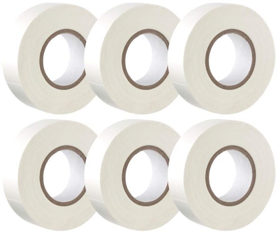 Witte PVC Elektroisolatieband, 19mm x 20m, 6 Rollen van Premiumband