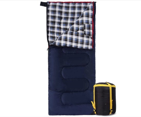 WNHB® Katoenen Slaapzak Voor Volwassenen - Flanellen 3-4 Seizoenen Slaapzak - Compact Voor Winter Kamperen en Vissen van Merkloos