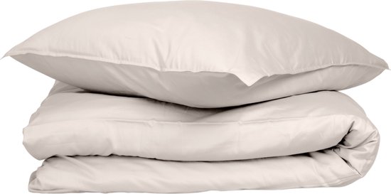 Wocha Dekbedovertrek Set - 100% Biologisch Katoen Satijn (300TC) - 140x200/220 - Creme - Premium kwaliteit - Incl. 1 kussensloop van Wocha