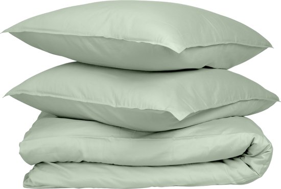 Wocha Dekbedovertrek Set - 100% Biologisch Katoen Satijn (300TC) - 200x200/220 - Groen - Premium kwaliteit - Incl. 2 kussenslopen van Wocha