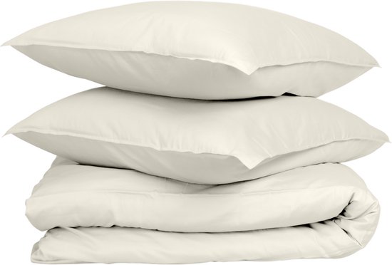 Wocha Dekbedovertrek Set - 100% Biologisch Katoen Satijn (300TC) - 240x200/220 - Naturel - Premium kwaliteit en duurzaam - Incl. 2 kussenslopen van Wocha