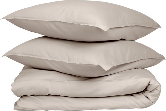 Wocha Dekbedovertrek Set - 100% Biologisch Katoen Satijn (300TC) - 240x200/220 - Taupe - Premium kwaliteit en duurzaam - Incl. 2 kussenslopen van Wocha