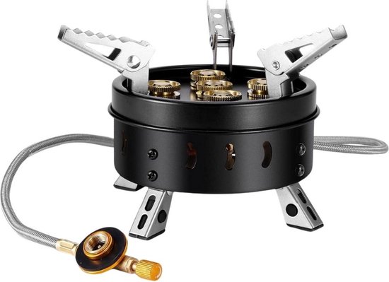 Wokbrander - Kookbrander 11000 Watt – Draagbare Wok Brander - Met Slang en Regelaar - Propaan/Gas - Voor Buiten – Camping Kooktoestel – Gasfornuisbrander - Zwart van Benson
