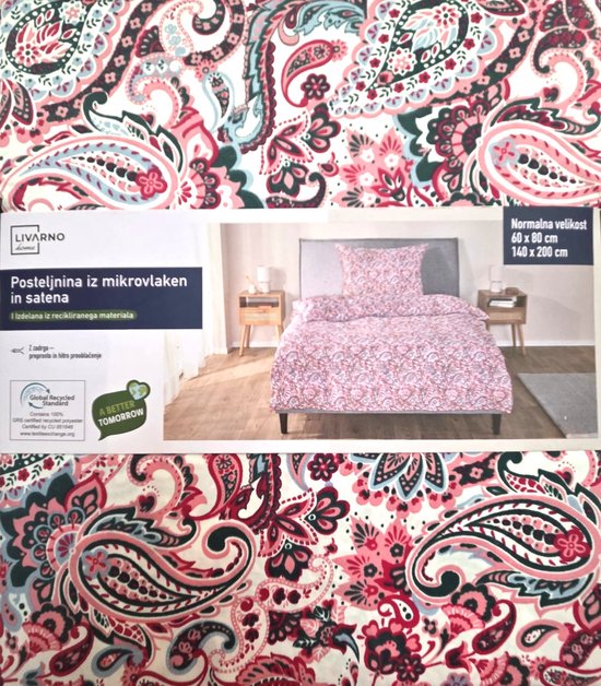 Wolly & Co paisley roze blauw dekbedovertrek 140 x 200 cm inclusief kussensloop 60 x 80 cm - katoensatijn van Wolly & Co