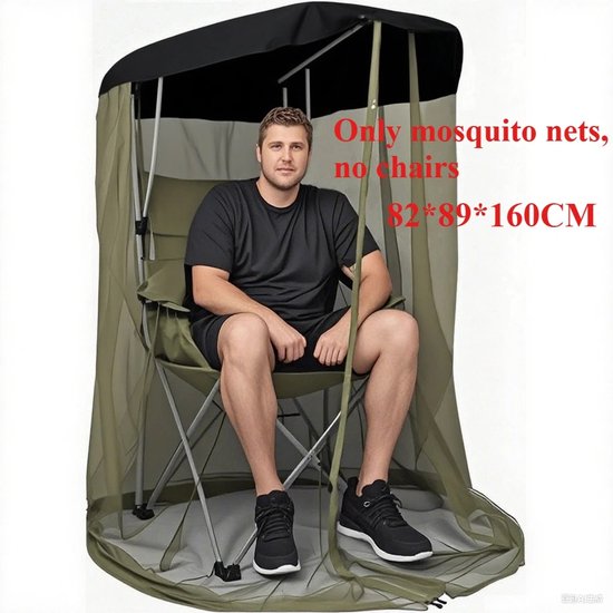 -Woongenotonline. Tent met Muggennet voor vissers - insectenwerende muggengaas tent met ritssluiting - waterdicht dak, voor vissen, kamperen, buitengebruik