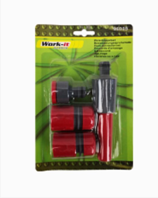 Work-it waterkoppelset Inclusief Koppelingen en Spuitpistool - 1/2" Soft - 5 delig-tuinslang verbindingsset - Tuinslang koppelingen inclusief verstelbare tuinspuit - Waterkoppelset voor de tuinslang van Work-It