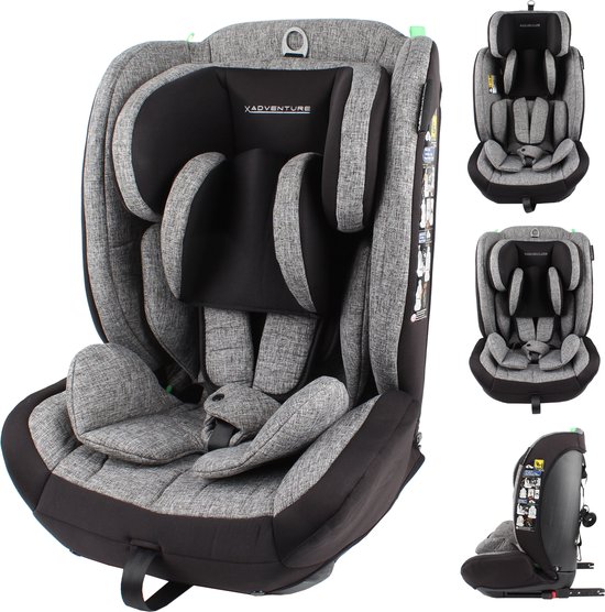 X Adventure Autostoel Grow Fix Groep 1/2/3 9-36 kg (76 tot 150 cm) Vanaf 15 maanden tot 12 jaar - Met Isofix - i-Size - Meegroei Autostoel - Grijs van X Adventure