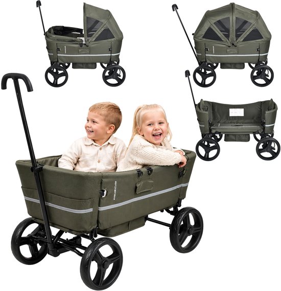 X Adventure Bolderkar Opvouwbaar CarGo – Bolderwagen – Met Dak en Trekstang – Geschikt voor Kinderen en Bagage – Groen van Merkloos