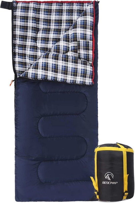 XL Katoenen Slaapzak voor Volwassenen - Comfortabele Flanel, Compact en Warm voor 3-4 Seizoenen, Ideaal voor Kamperen en Outdoor Activiteiten van Merkloos