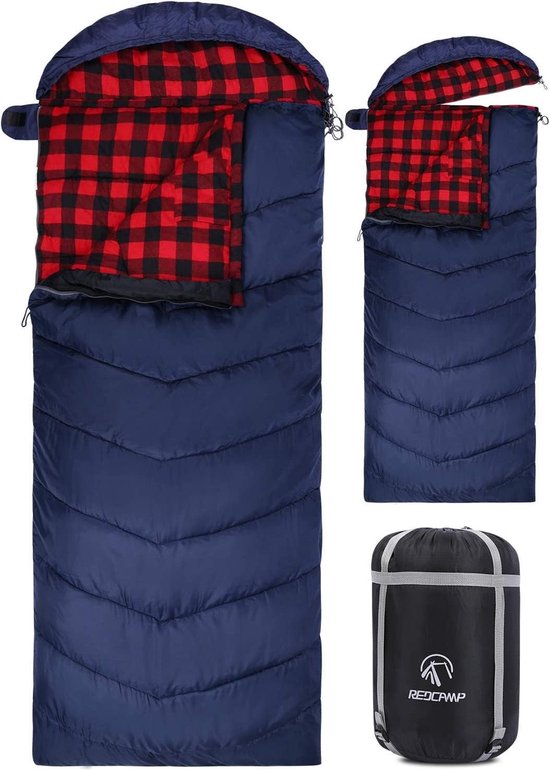XL katoenen slaapzak voor volwassenen, warm en comfortabel, flanel, ideaal voor 3-4 seizoenen, camping en outdoor gebruik