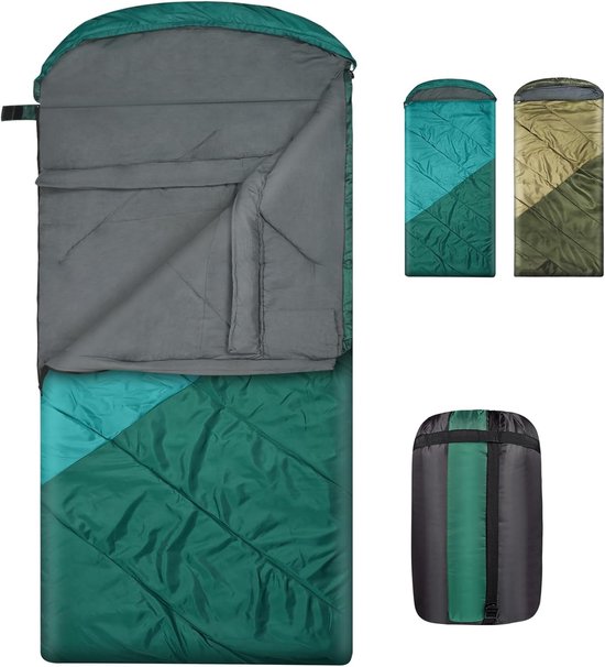 XL Slaapzak - Kampeerzak - Outdoor Kamperen - Waterdicht Lichtgewicht - 230x90cm - Donkergroen