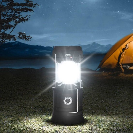 Xtraworks Solar LED Campinglamp - IPX45 - USB-lader & powerbank - mat zwart van Xtraworks