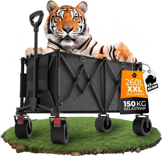 XXL Bolderkar Opvouwbaar 260L 150kg Strandkar Tuinwagen All-Terrain van Merkloos