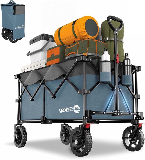 XXL Bolderkar - Opvouwbare Handwagen - Tuinieren en Klussen - Gepatenteerd Inklapbaar - 200 Liter Capaciteit - Blauw