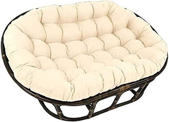 XXL Dubbel Papasan Stoelkussen Beige - Waterdicht Buiten & Binnen - Comfortabel & Wasbaar - 170x120 cm
