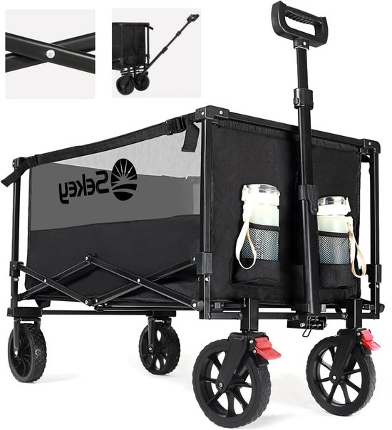 XXL Opvouwbare Bolderwagen - 150KG Draagvermogen - Zwart - Voor Ruw Terrein van MaxxGarden