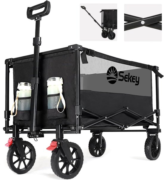 XXL Opvouwbare Bolderwagen - Robuuste Handkar voor Strand, Kamperen en Winkelen van MaxxGarden