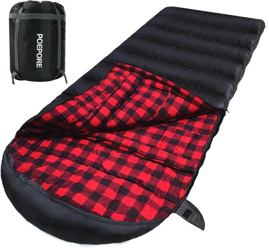 XXL Slaapzak Katoenflanel voor Volwassenen - 3-4 Seizoenen, Ideaal voor Kamperen en Wandelen, 230x100 cm, Rood van Merkloos