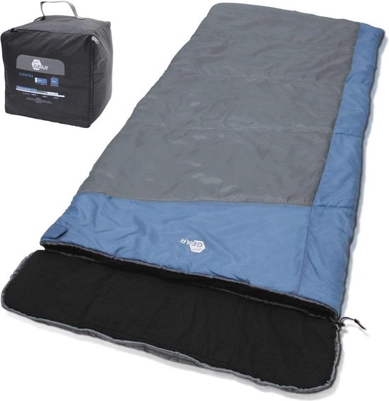 XXL Slaapzak voor Kamperen -7°C Dekenslaapzak 230x100 cm Katoenen Binnenvoering Blauwgrijs van Gonex