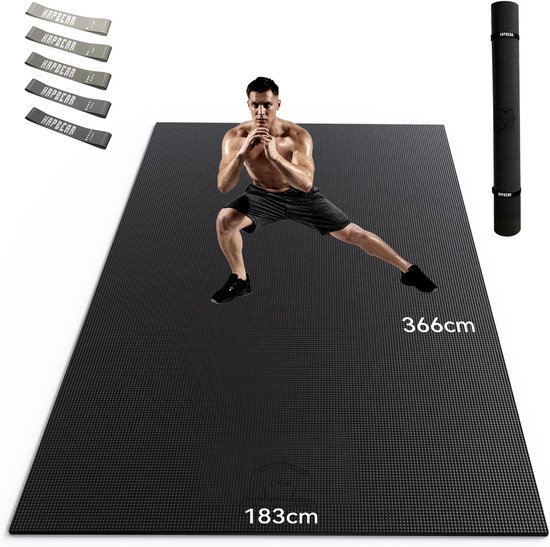 XXL Sportmat - Fitness mat - Thuis sporten - Dubbelzijdig antislip - 213x152cm - Grijs