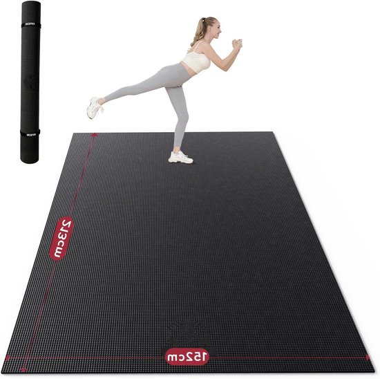 XXL Sportmat - Fitnessmat Gymnastiekmat - Thuis Sporten - Dubbelzijdig Antislip - 213x152 cm - Zwart