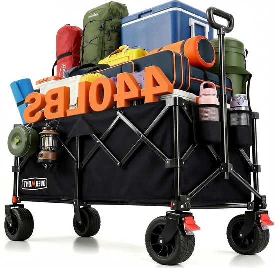 XXXL Bolderkar - Opvouwbare Kar - Transport Kar - Extra Stabiel 200kg - 270 Liter - Zwart