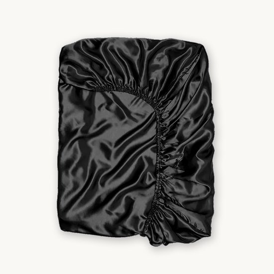Y-NOT™ - Beautysilk Glans satijnen - Hoeslaken - Zwart - 160x200+30cm 2-Persoons - Hoekhoogte 30cm - 100gsm Satijn- 30 dagen proefslapen van Y-NOT