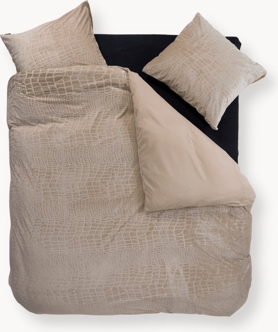 Y-NOT - Dekbedovertrek met kussenslopen - Velvet Snake Skin Desert Taupe - 2 Persoons - 200x200/220 cm