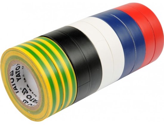 Yato Serie - PVC Isolatietape Set - 19mm - 20m - 10 stuks van Merkloos