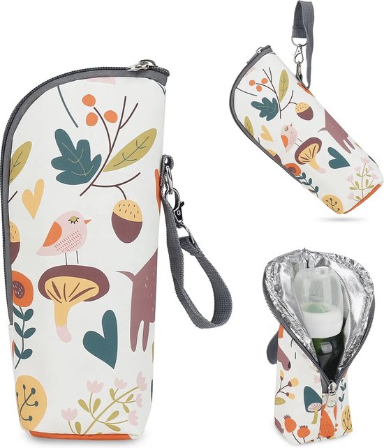 Ychee - Draagbare Thermo Tas - Melkfles Tas - Isoleertas - Flessenwarmer - Koeltas - Reizen - Onderweg - Handig - Compact - 24x8x7cm - Herft van Ychee