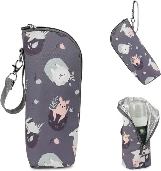 Ychee - Draagbare Thermo Tas - Melkfles Tas - Isoleertas - Flessenwarmer - Koeltas - Reizen - Onderweg - Handig - Compact - 24x8x7cm - Schaap van Ychee