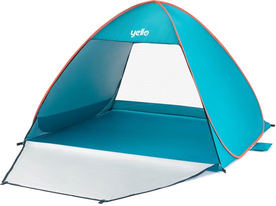 Yello Aqua Pop-Up Strandtent – UV-Bescherming – 165x150x110 cm – Inclusief Draagtas – Met Ventilerend Mesh Paneel van Yello