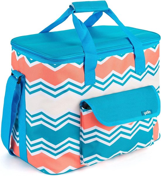 Yello Koeltas 30 Liter - Polyester Blauw/Wit/Oranje - Ideaal voor Strand & Uitjes van Ye