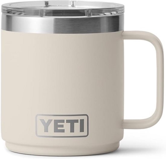 YETI Rambler Mok – Cape Taupe 295ml – Keramische Binnenlaag – Dubbelwandig Vacuüm Geïsoleerd – RVS Stapelbare Koffiemok met MagSlider Deksel