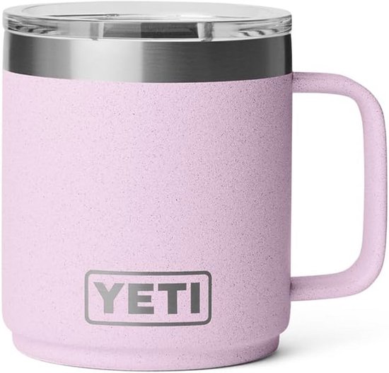 YETI Rambler Mok – Cherry Blossom 295ml – Keramische Binnenlaag – Dubbelwandig Vacuüm Geïsoleerd – RVS Stapelbare Koffiemok met MagSlider Deksel
