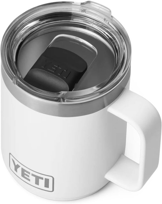 YETI Rambler Mug, Vacuum Insulated Stainless Steel Stackable Mug with Magslider Lid, White, 10 oz (295ml)