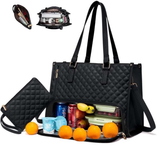 Ynkkvre - 2 in 1 Draagtas en Lunchtas Combinatie - Grote Converteerbare Laptop Werk Handtas voor Vrouwen - Lunch Tote Bag voor Dames van Ynkkvre